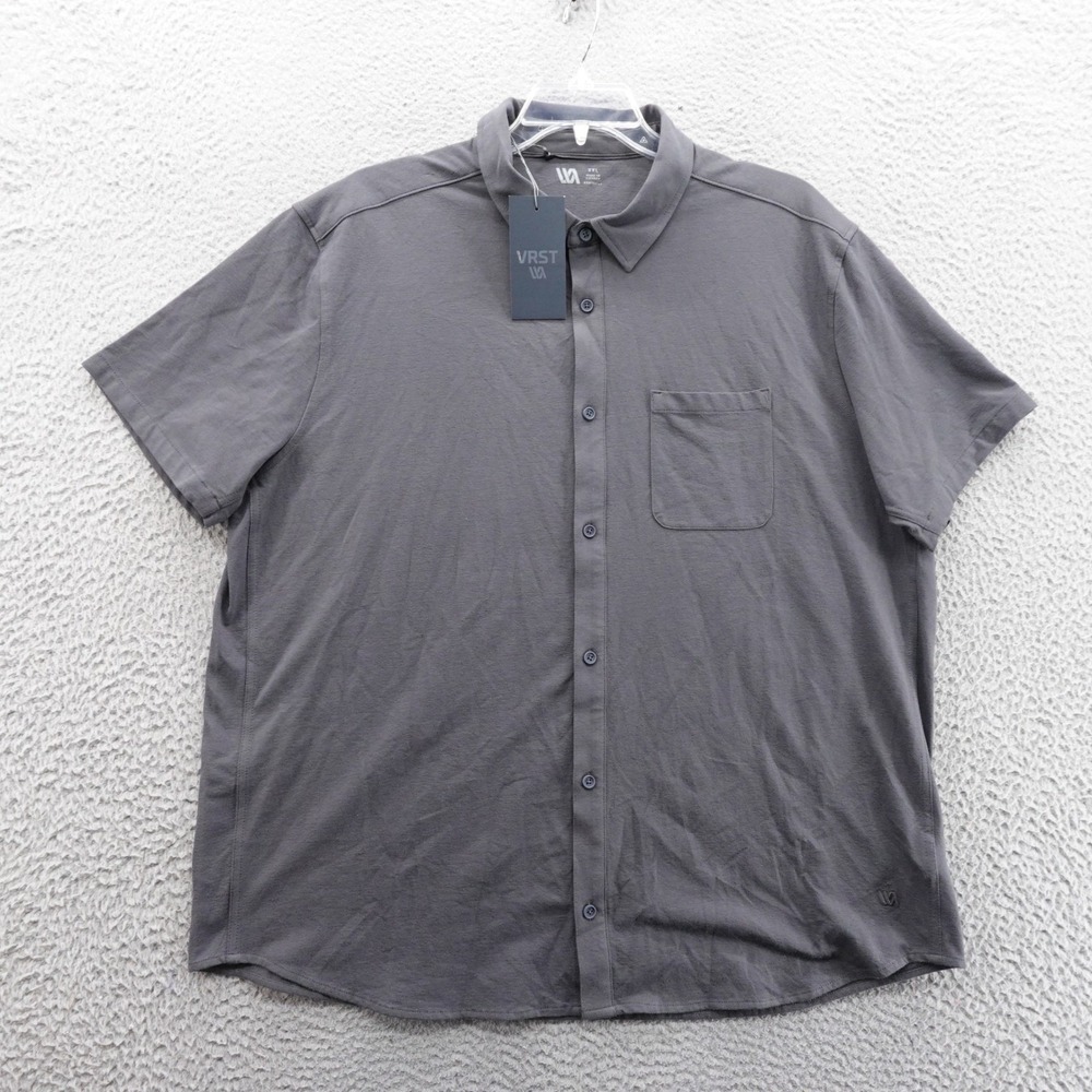 VRST Refined‎ Knit Button Down Shirt Medium Gray Men Moisture Wicking NWT